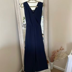 Loft Outlet Navy Jumpsuit with Bow / Tie Waist